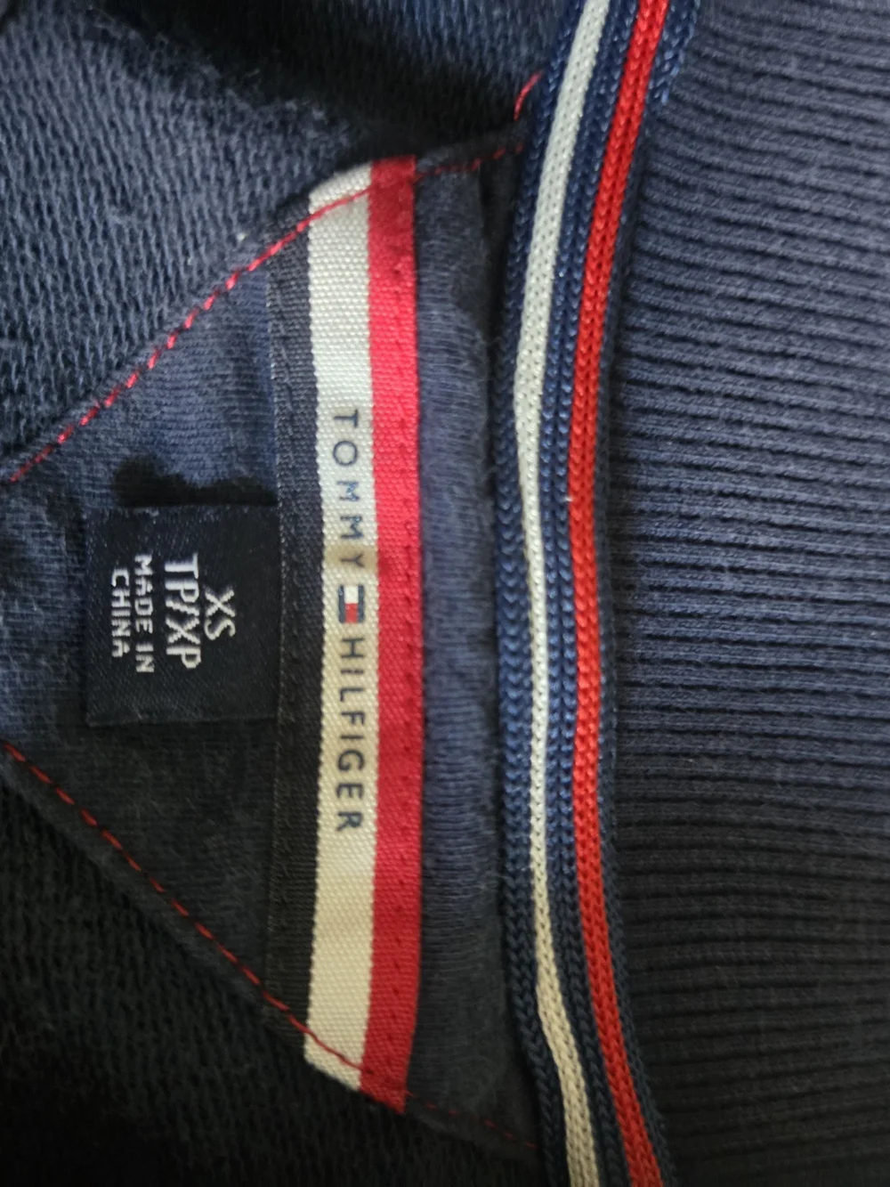Tommy Hilfiger Navy Zip Front Kids Jacket with White Logo